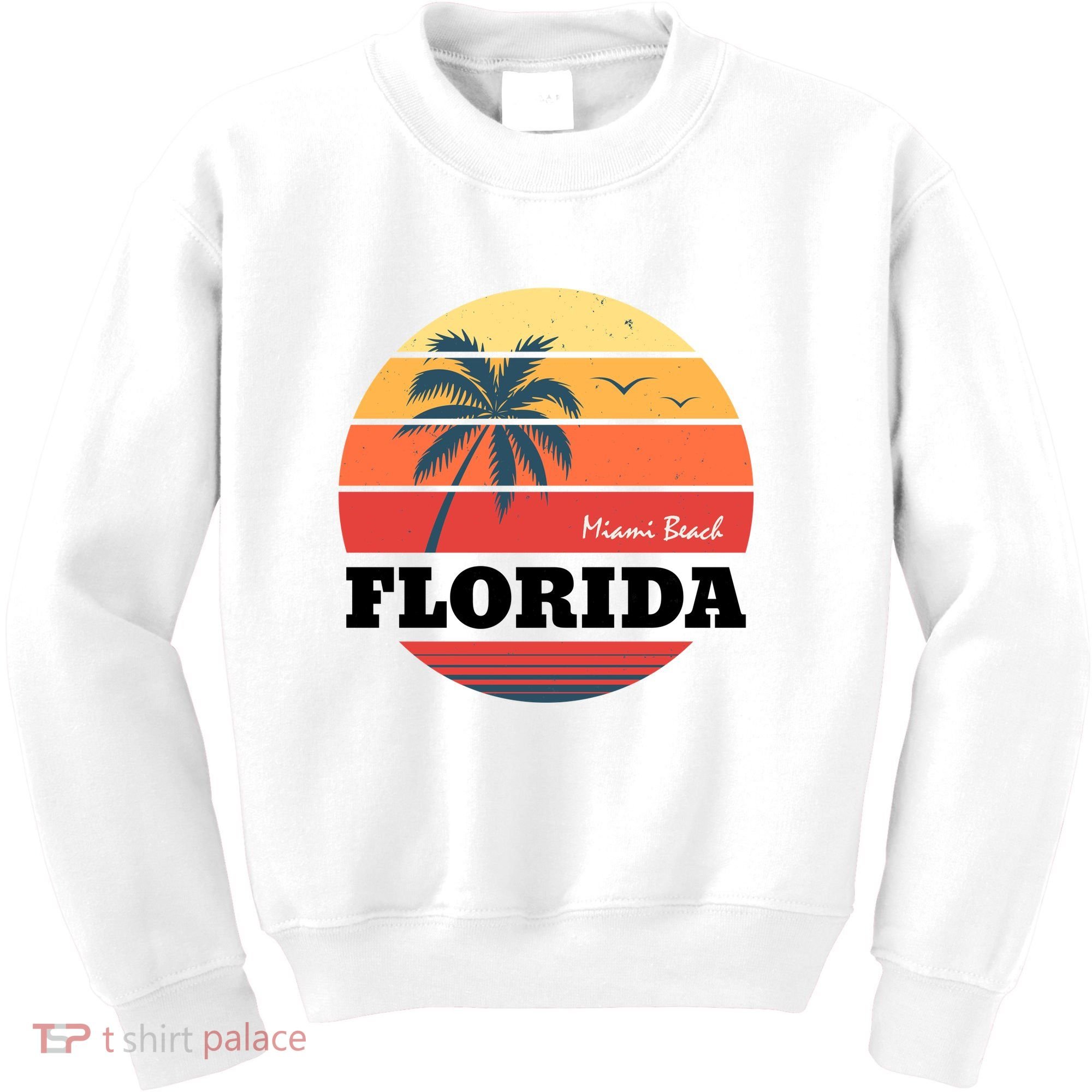 Miami Beach Florida Retro Circle Kids Sweatshirt