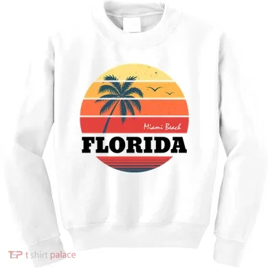 Miami Beach Florida Retro Circle Kids Sweatshirt
