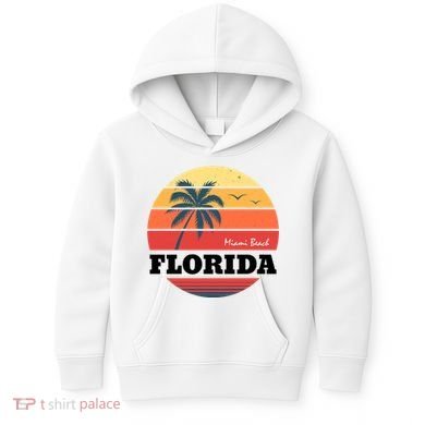 Miami Beach Florida Retro Circle Kids Hoodie