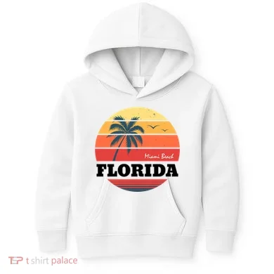 Miami Beach Florida Retro Circle Kids Hoodie