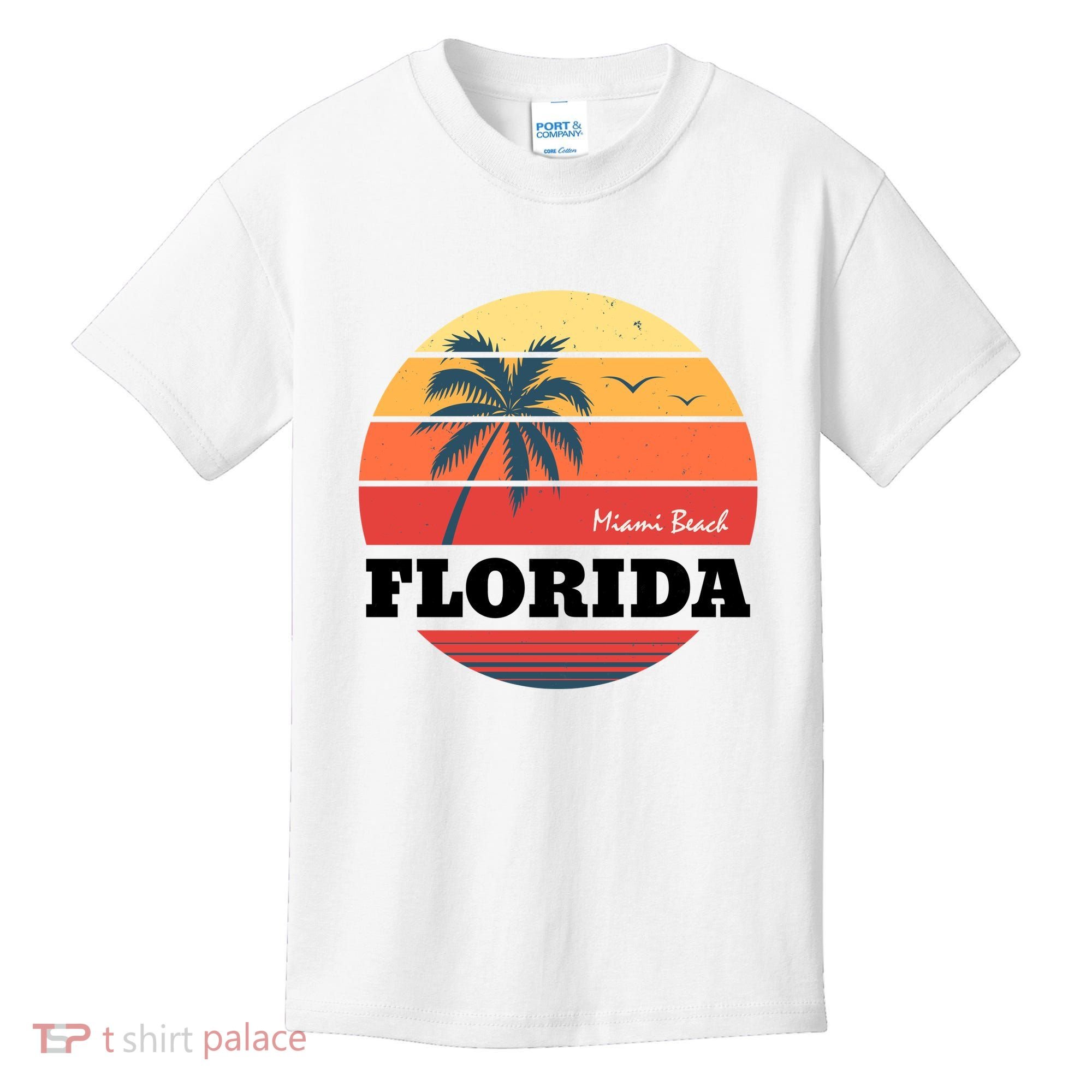 Miami Beach Florida Retro Circle Kids T-Shirt