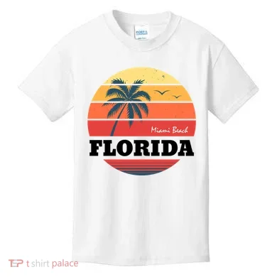 Miami Beach Florida Retro Circle Kids T-Shirt