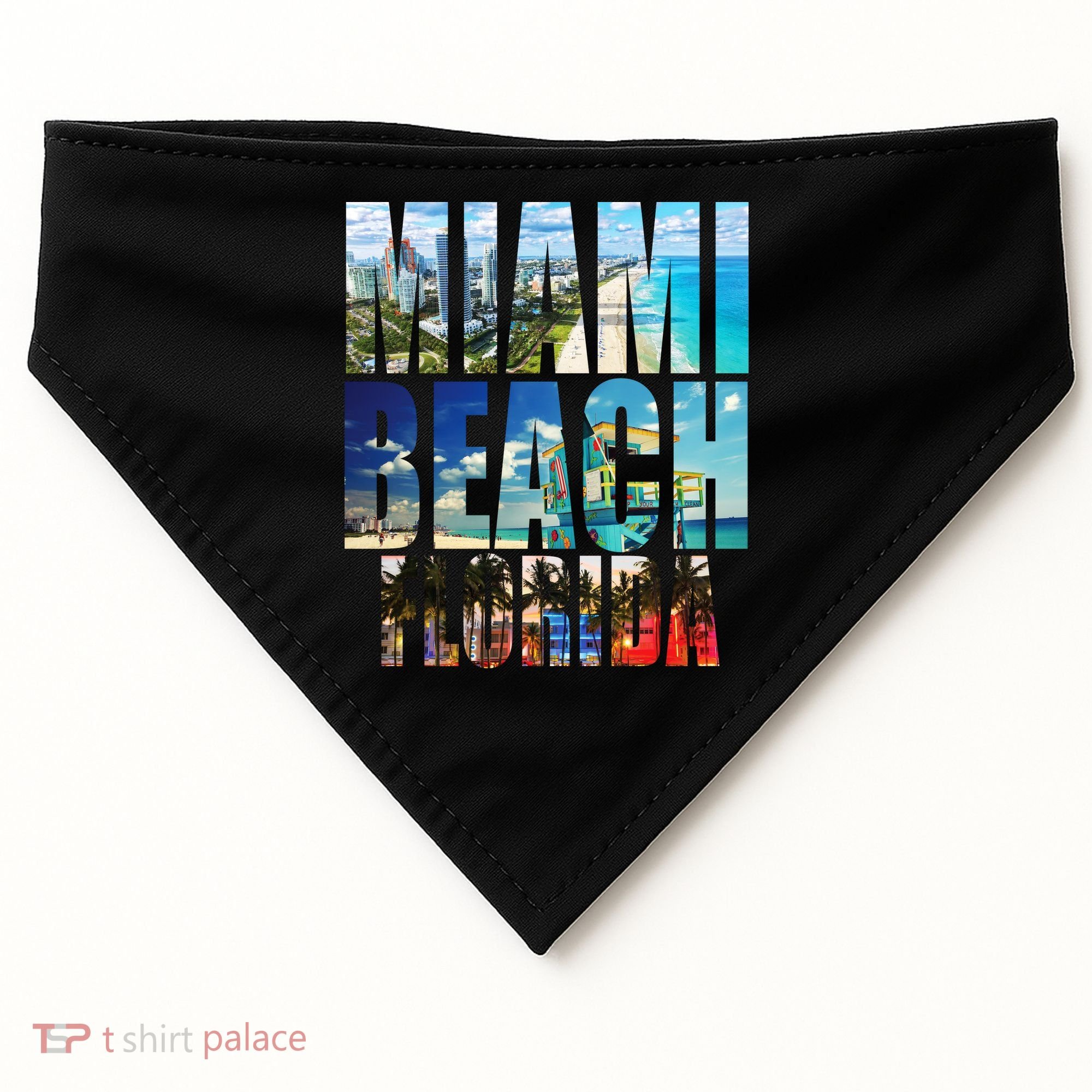 Miami Beach Florida Retro City Logo USA-Made Doggie Bandana