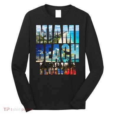 Miami Beach Florida Retro City Logo Long Sleeve Shirt