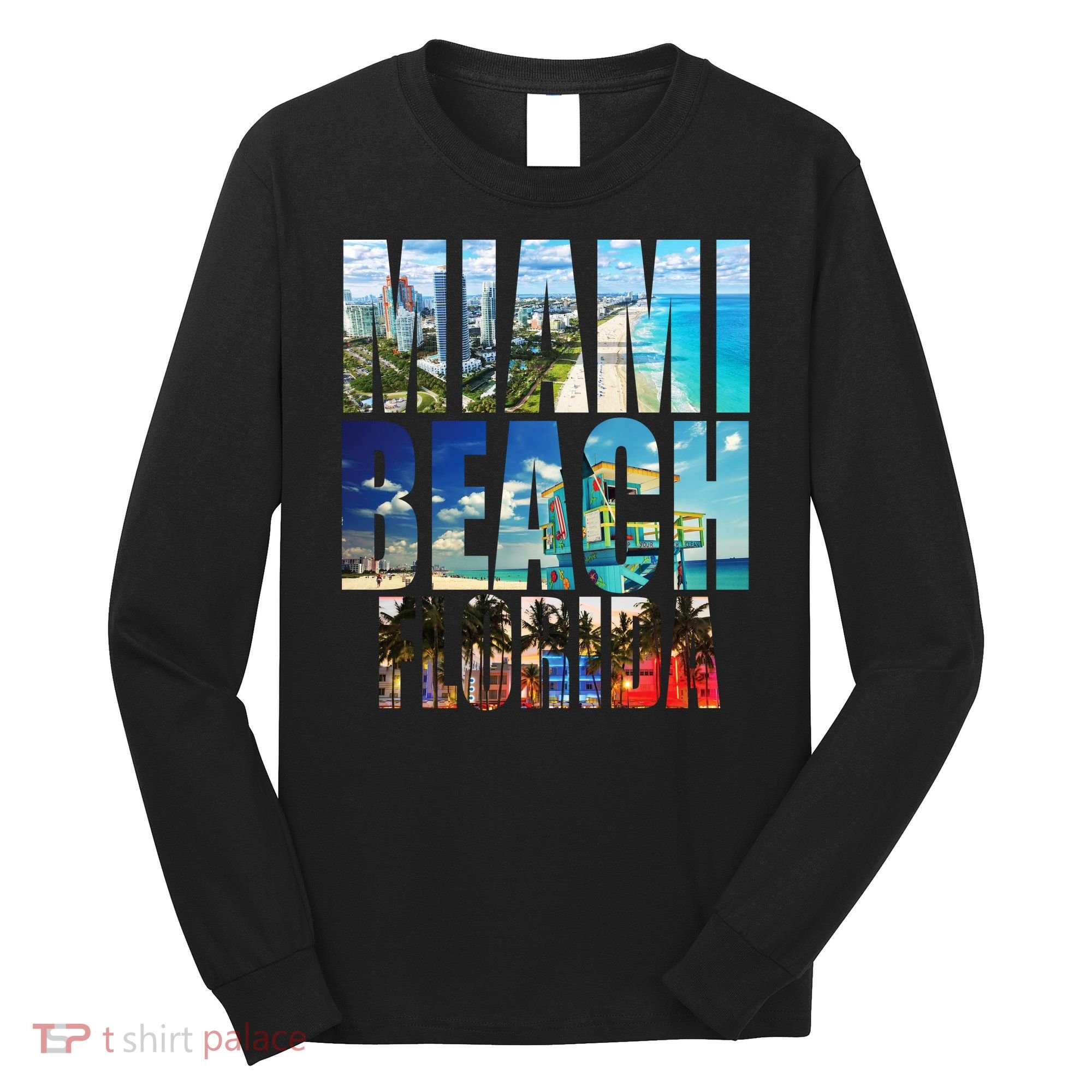 Miami Beach Florida Retro City Logo Long Sleeve Shirt