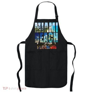 Miami Beach Florida Retro City Logo Apron