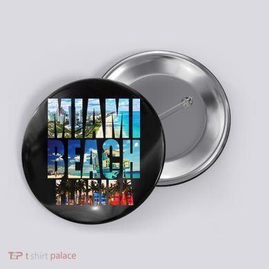 Miami Beach Florida Retro City Logo Button