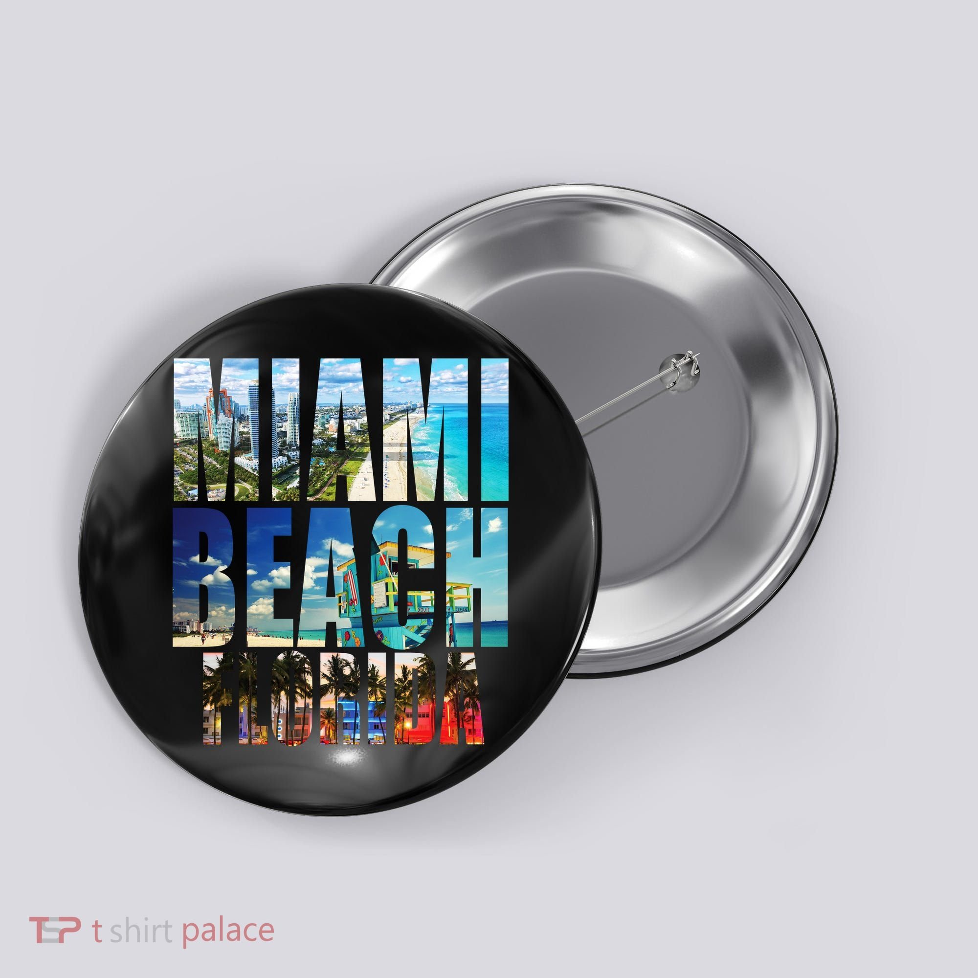 Miami Beach Florida Retro City Logo Button