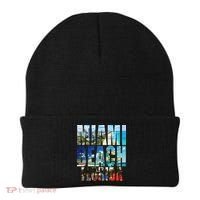 Miami Beach Florida Retro City Logo Beanie thumb 0