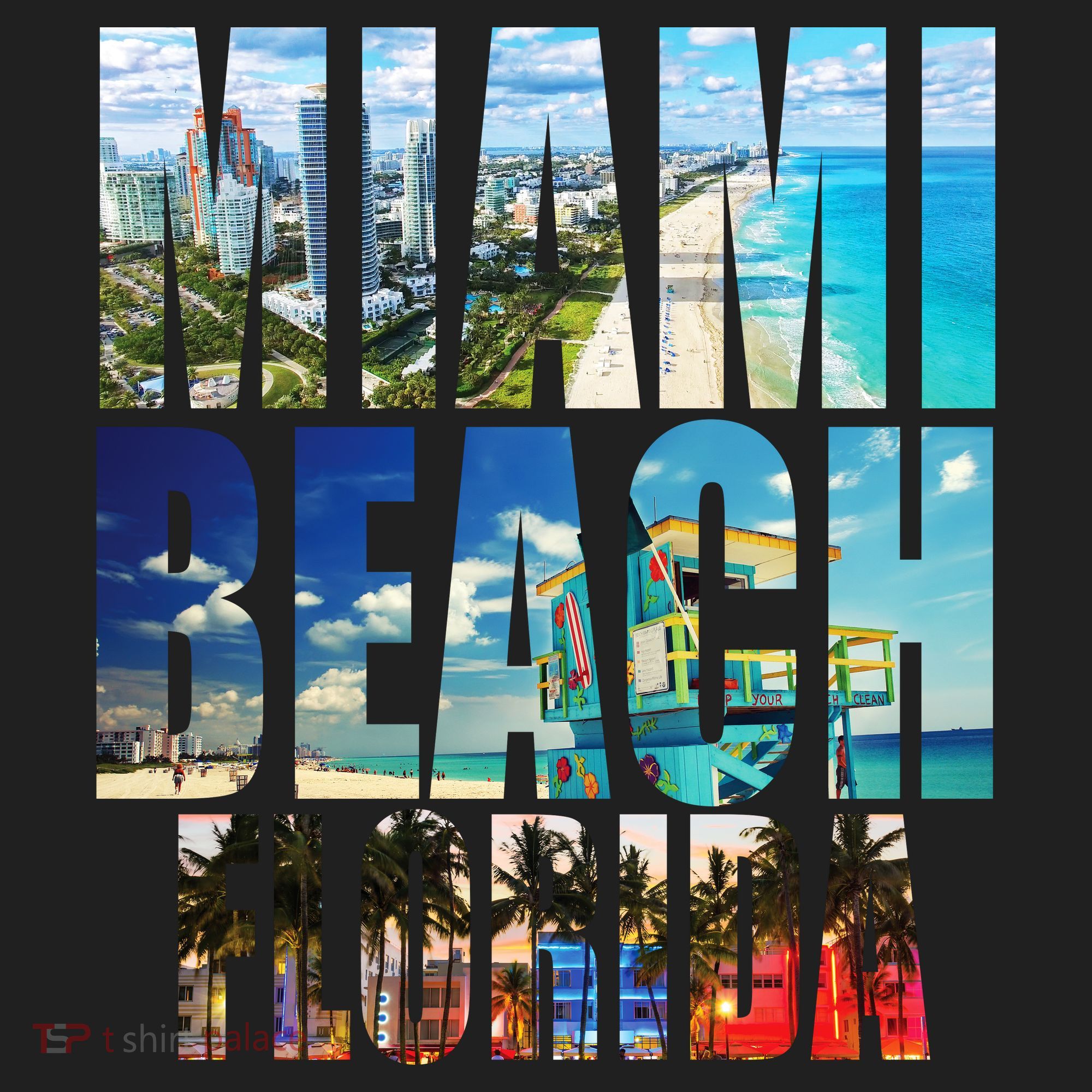 Miami Beach Florida Retro City Logo Beanie