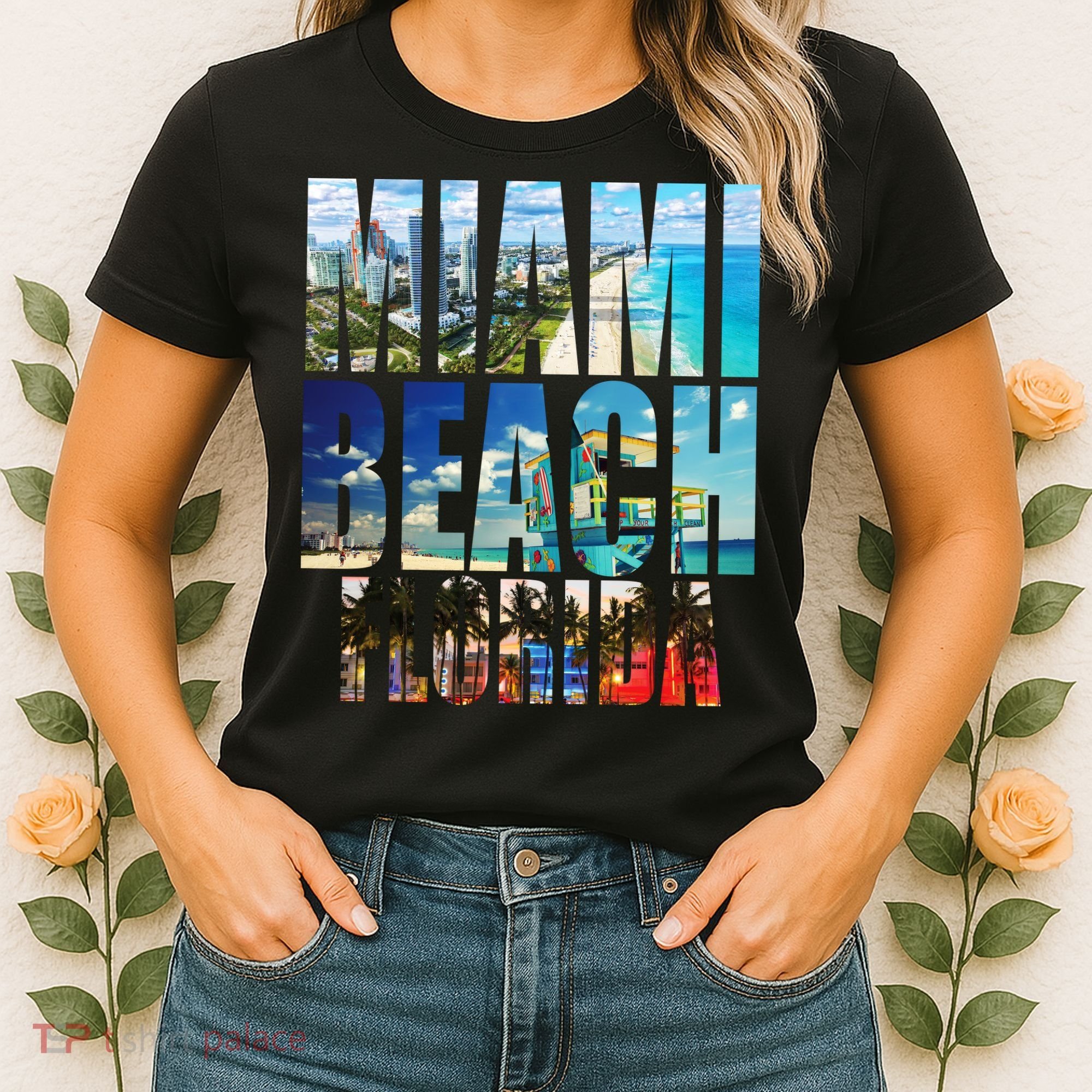 Miami Beach Florida Retro City Logo Women's T-Shirt