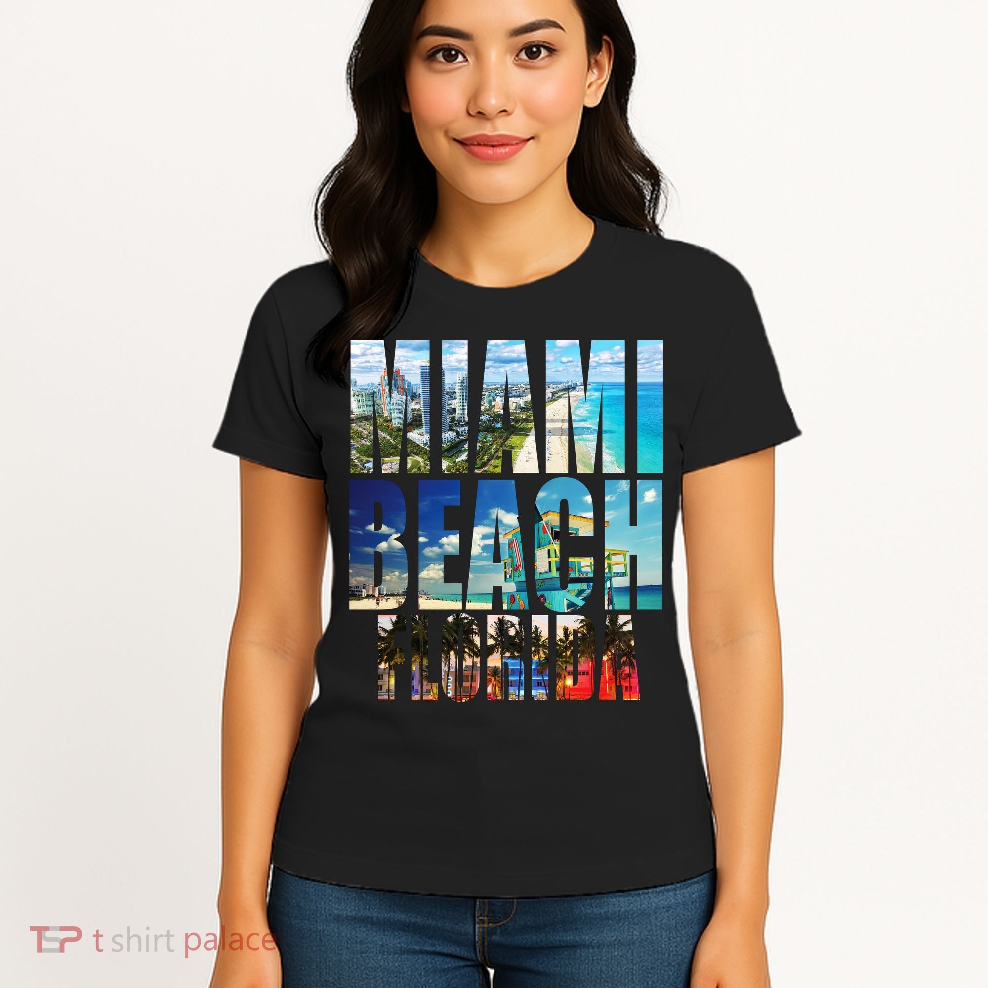 Miami Beach Florida Retro City Logo Women's T-Shirt