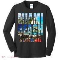 Miami Beach Florida Retro City Logo Kids Long Sleeve Shirt thumb 0