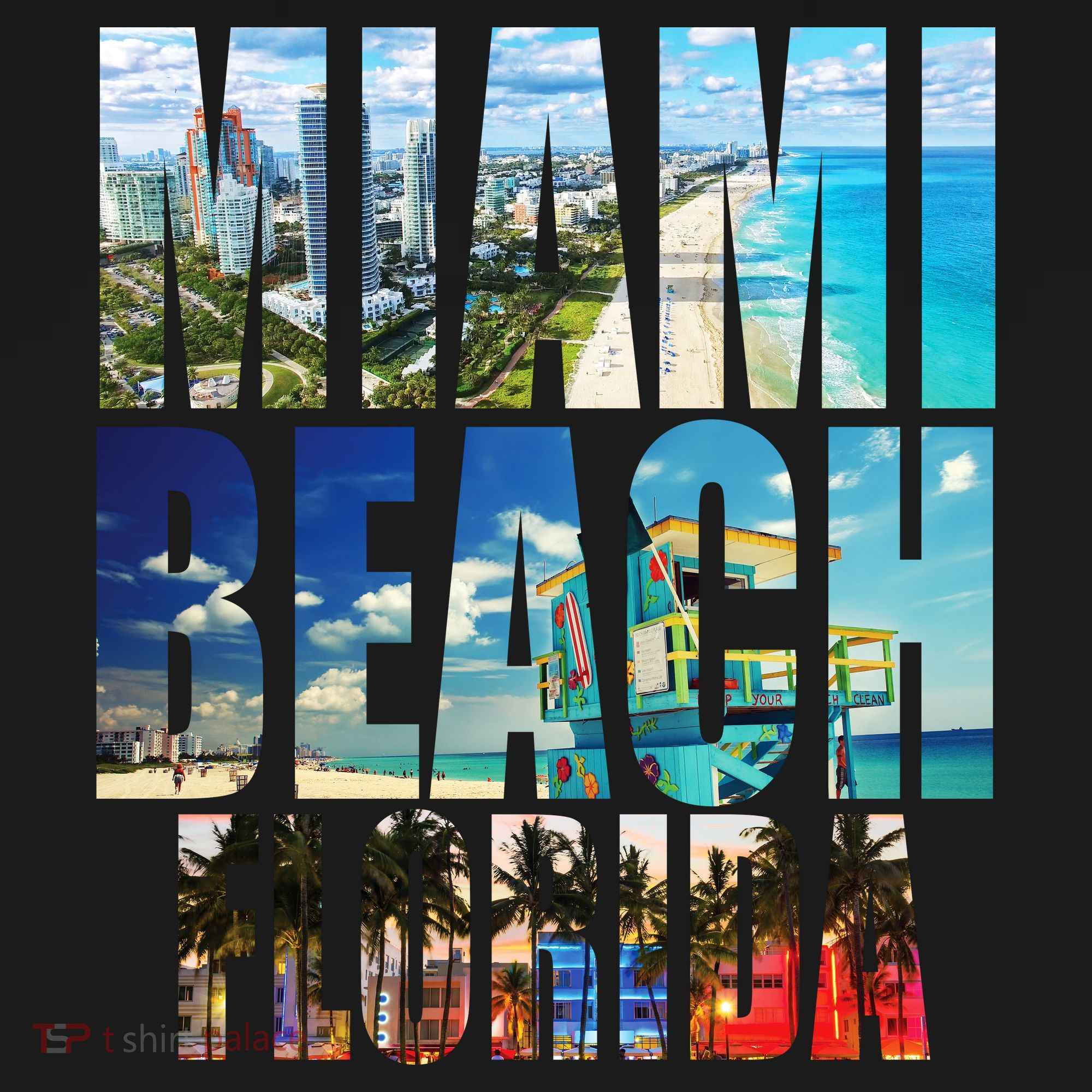 Miami Beach Florida Retro City Logo Kids Long Sleeve Shirt