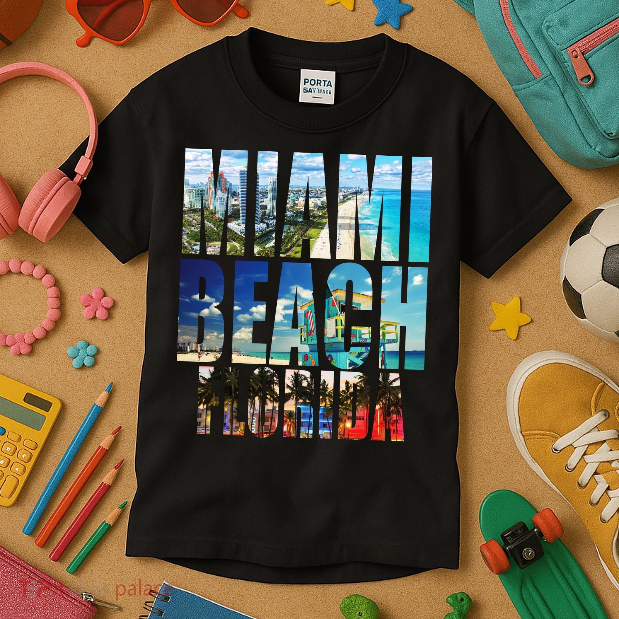 Miami Beach Florida Retro City Logo Kids T-Shirt