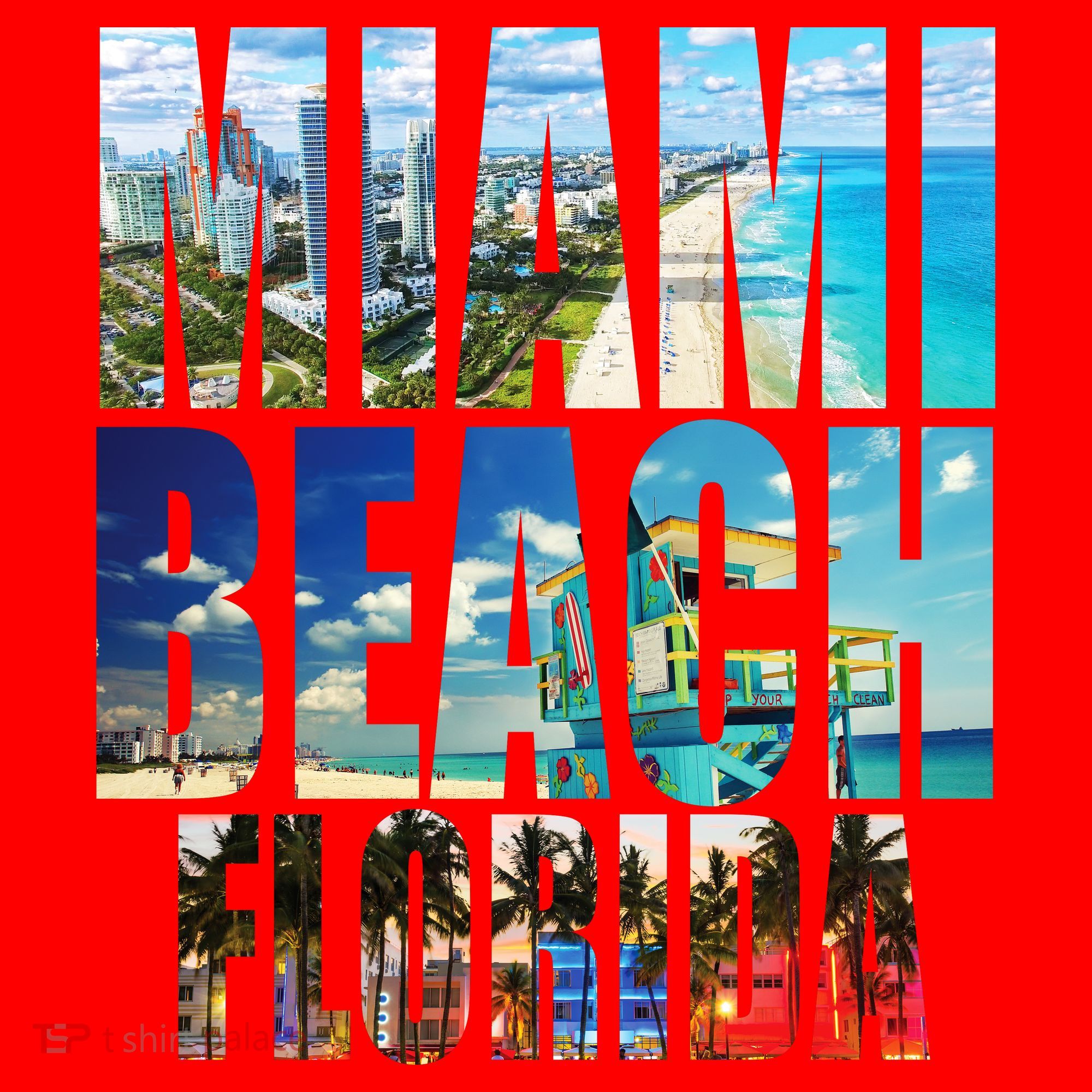 Miami Beach Florida Retro City Logo Santa Hat