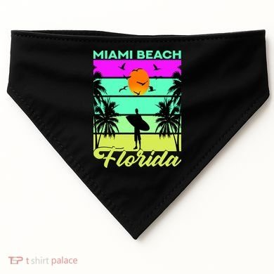 Miami Beach Florida Surfing USA-Made Doggie Bandana