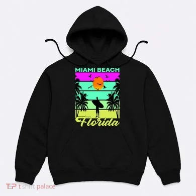 Miami Beach Florida Surfing Hoodie