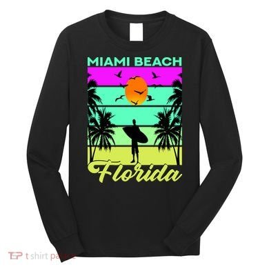 Miami Beach Florida Surfing Long Sleeve Shirt