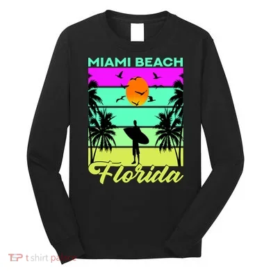 Miami Beach Florida Surfing Long Sleeve Shirt