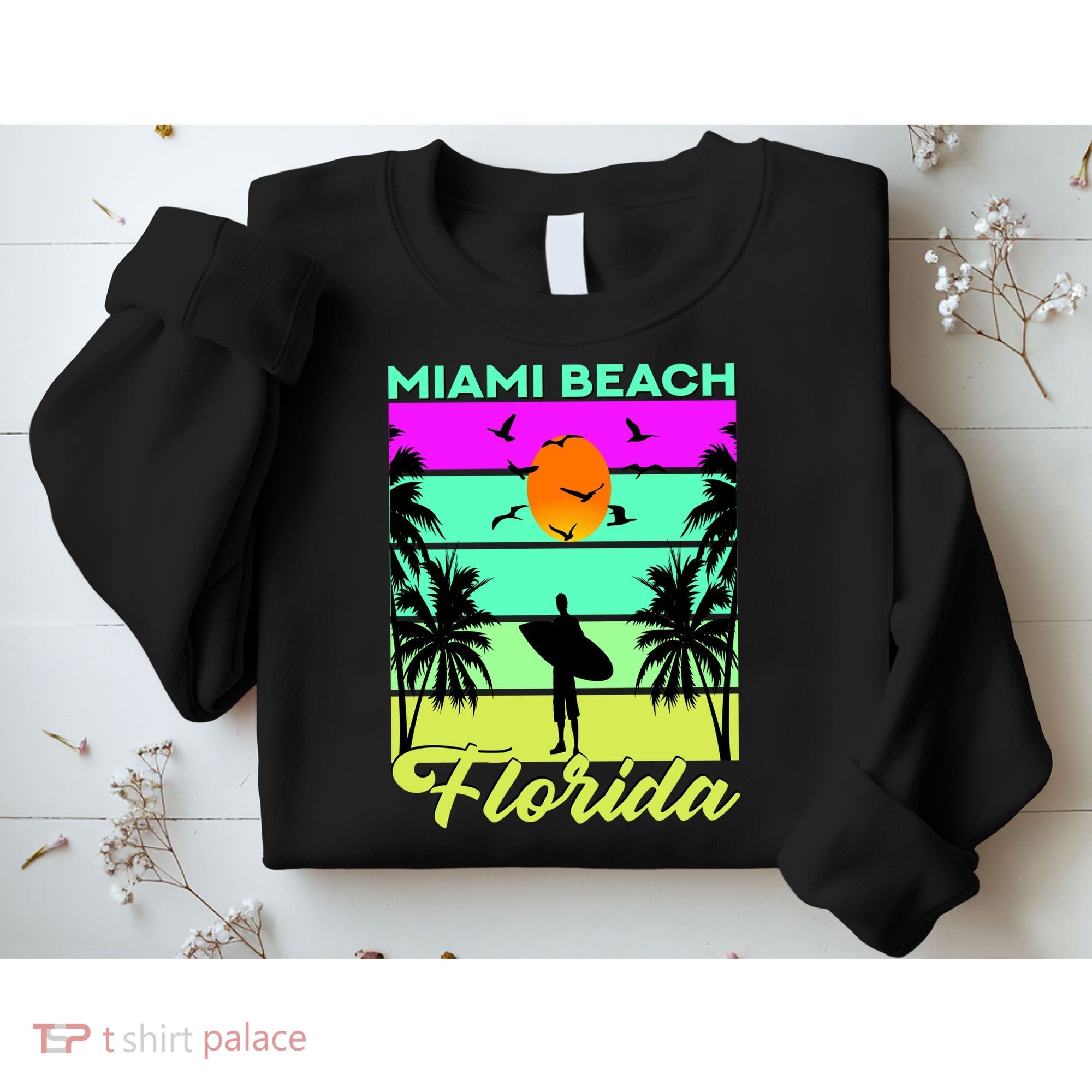 Miami Beach Florida Surfing Sweatshirt