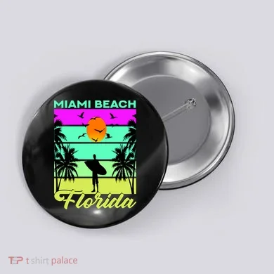 Miami Beach Florida Surfing Button