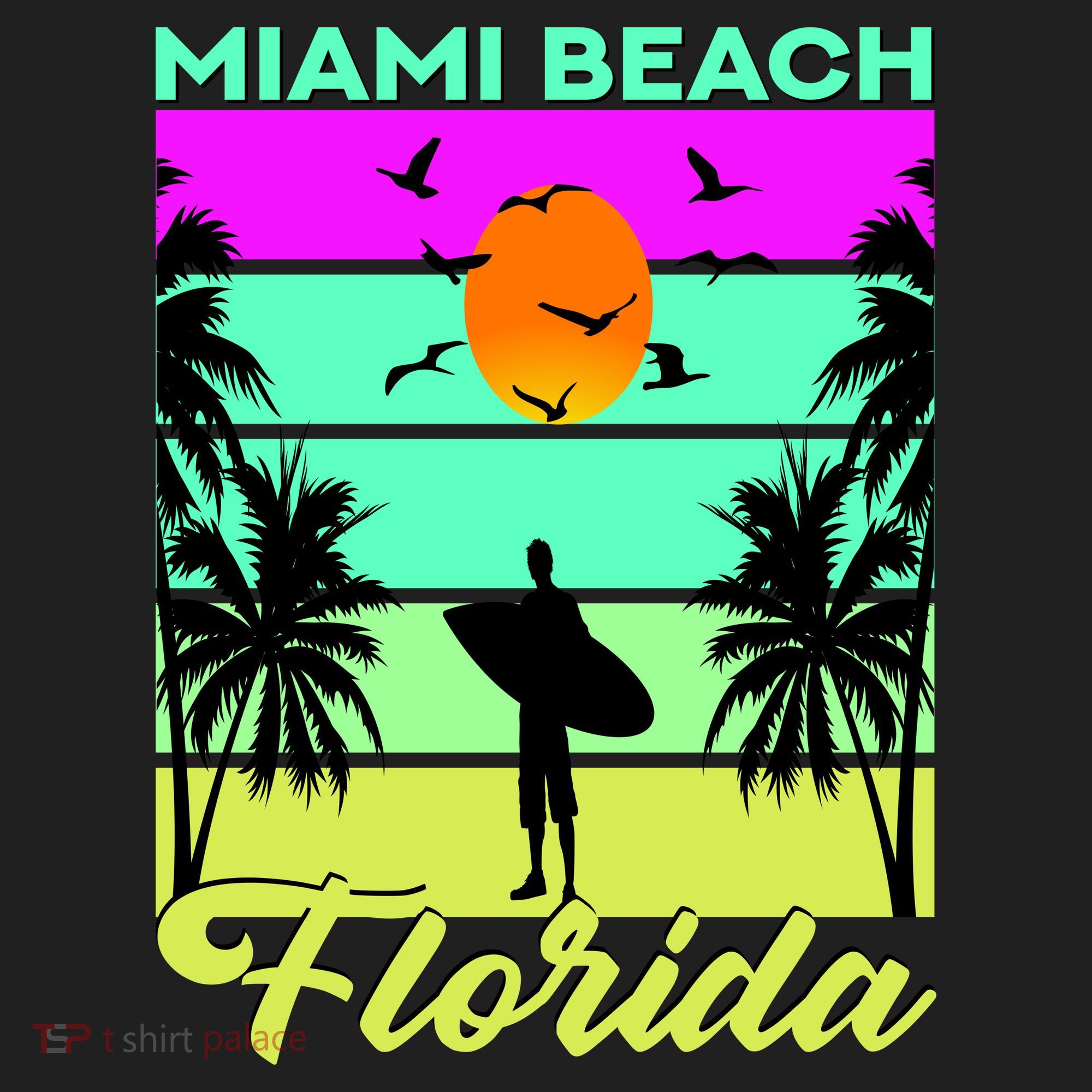 Miami Beach Florida Surfing Beanie