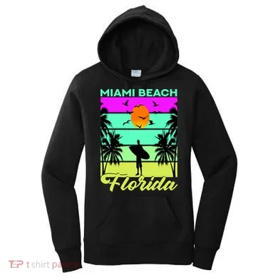 Miami Beach Florida Surfing Women's Hoodie