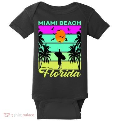 Miami Beach Florida Surfing Baby Bodysuit