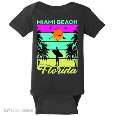 Miami Beach Florida Surfing Baby Bodysuit