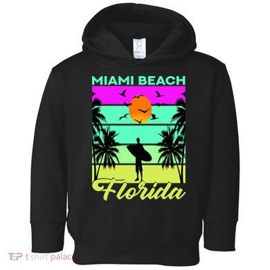 Miami Beach Florida Surfing Toddler Hoodie
