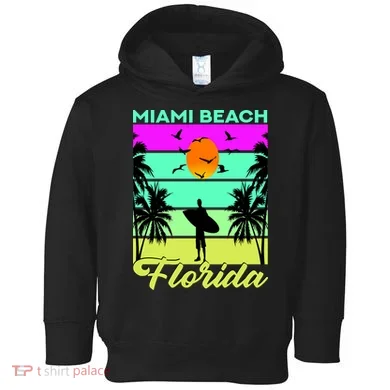 Miami Beach Florida Surfing Toddler Hoodie