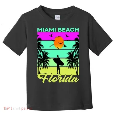 Miami Beach Florida Surfing Toddler T-Shirt