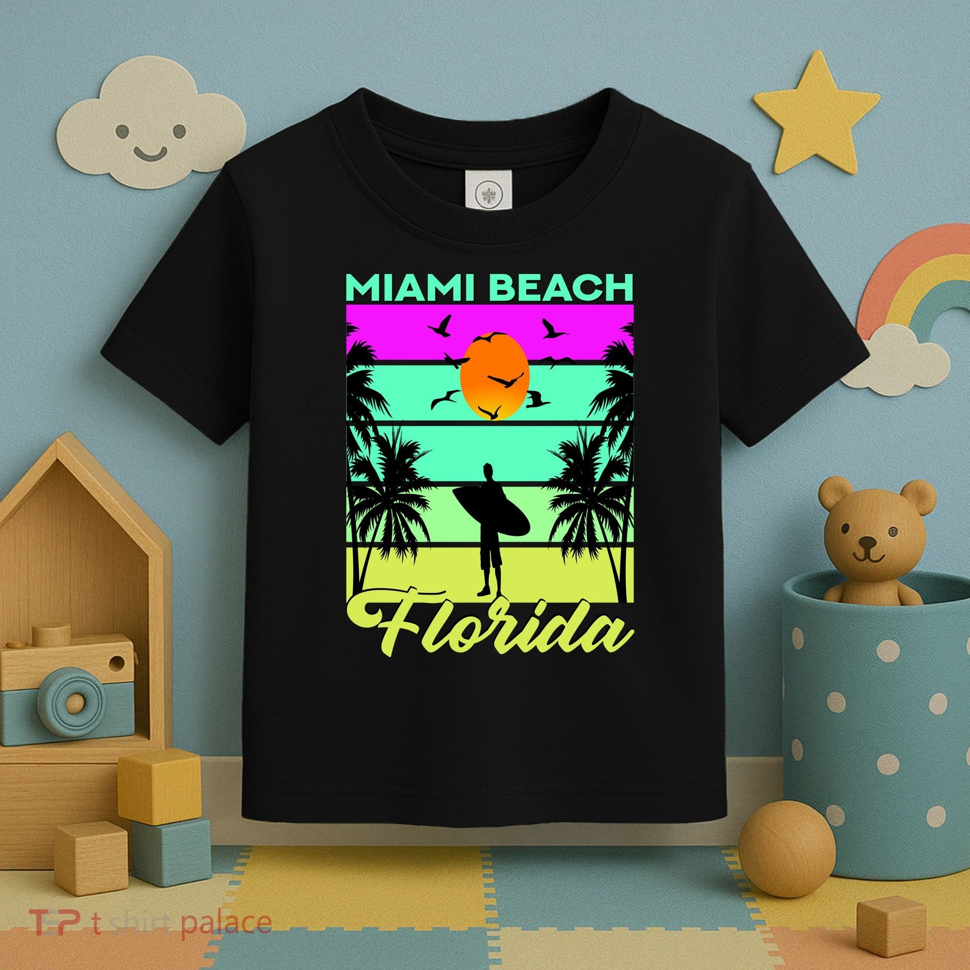 Miami Beach Florida Surfing Toddler T-Shirt