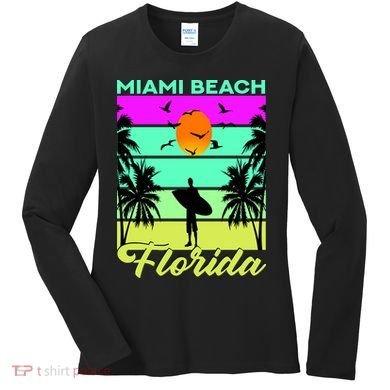 Miami Beach Florida Surfing Women's Long Sleeve Shirt