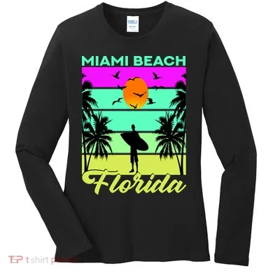 Miami Beach Florida Surfing Women's Long Sleeve Shirt