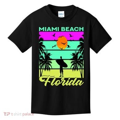 Miami Beach Florida Surfing Kids T-Shirt