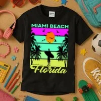 Miami Beach Florida Surfing Kids T-Shirt thumb 3