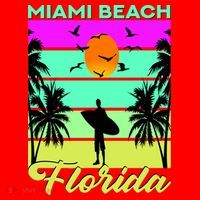 Miami Beach Florida Surfing Santa Hat thumb 1