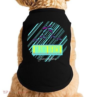 Miami Beach Palm Trees Retro Doggie Tank