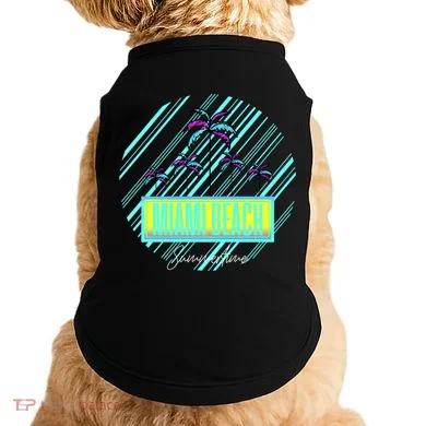 Miami Beach Palm Trees Retro Doggie Tank