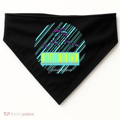 Miami Beach Palm Trees Retro USA-Made Doggie Bandana
