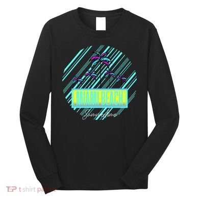 Miami Beach Palm Trees Retro Long Sleeve Shirt