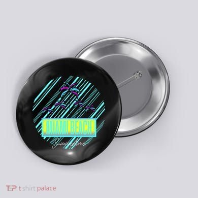 Miami Beach Palm Trees Retro Button