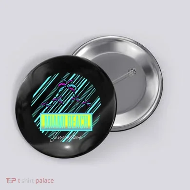 Miami Beach Palm Trees Retro Button