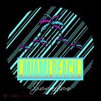 Miami Beach Palm Trees Retro Button thumb 1