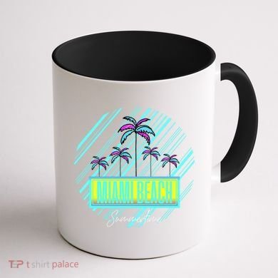 Miami Beach Palm Trees Retro Coffee Mug back