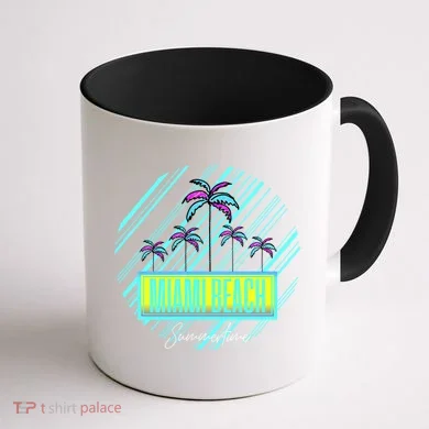 Miami Beach Palm Trees Retro Coffee Mug back