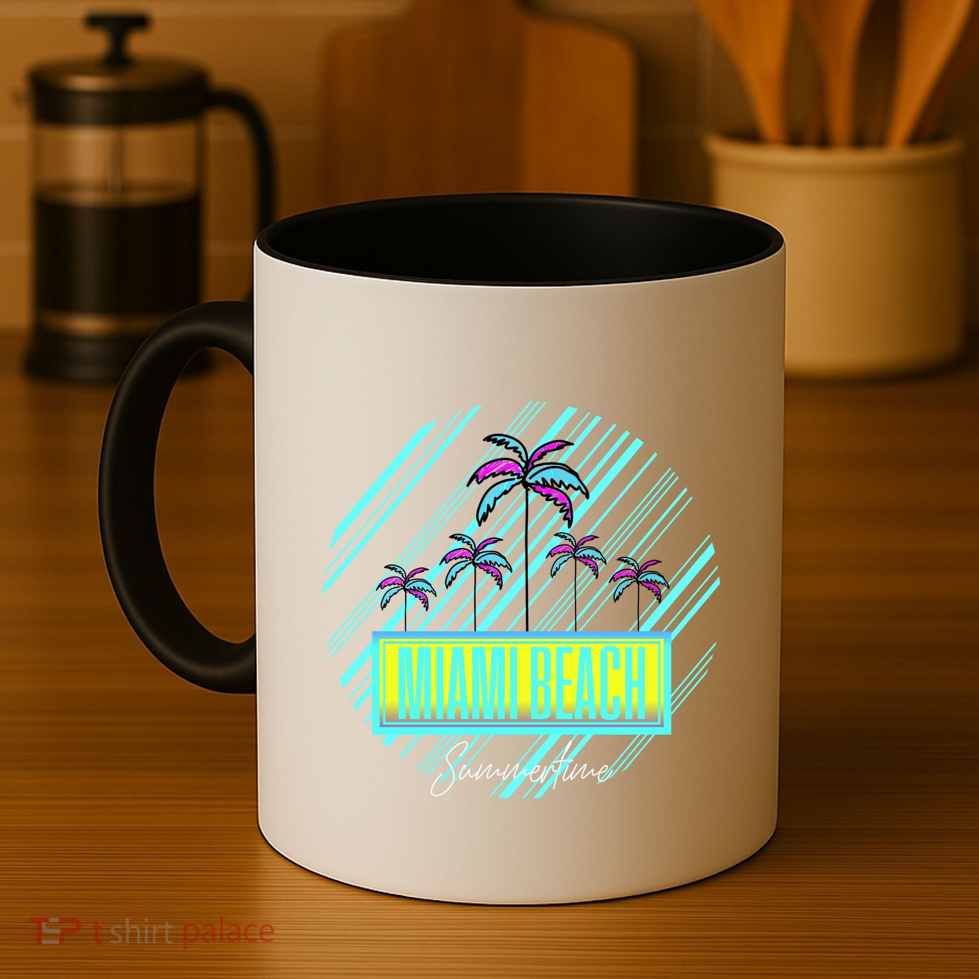 Miami Beach Palm Trees Retro Coffee Mug