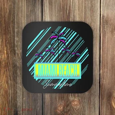 Miami Beach Palm Trees Retro Coaster